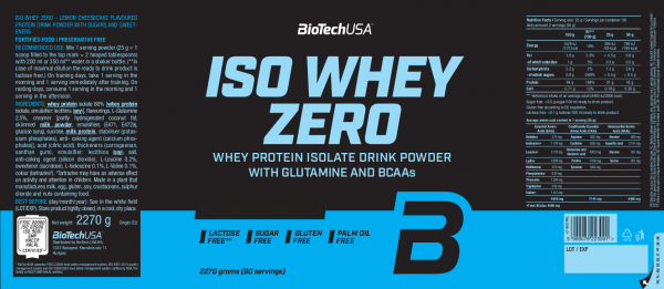 BioTech USA Iso Whey Zero 2270g